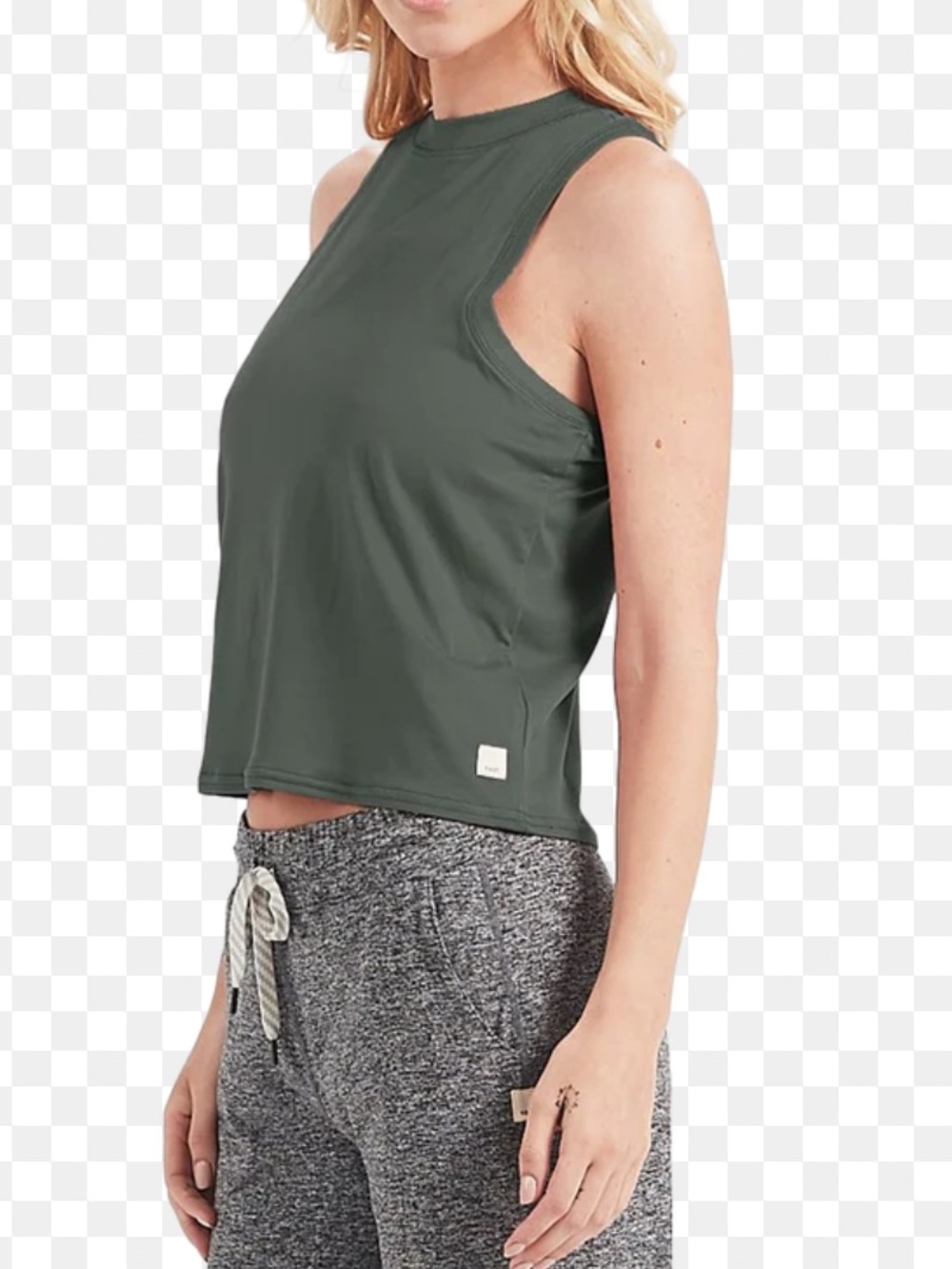 Vuori Cropped Performance Tank Top - Olive small athletic